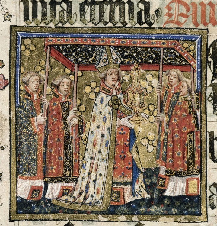 Harley 7026 f. 13 Corpus Christi procession